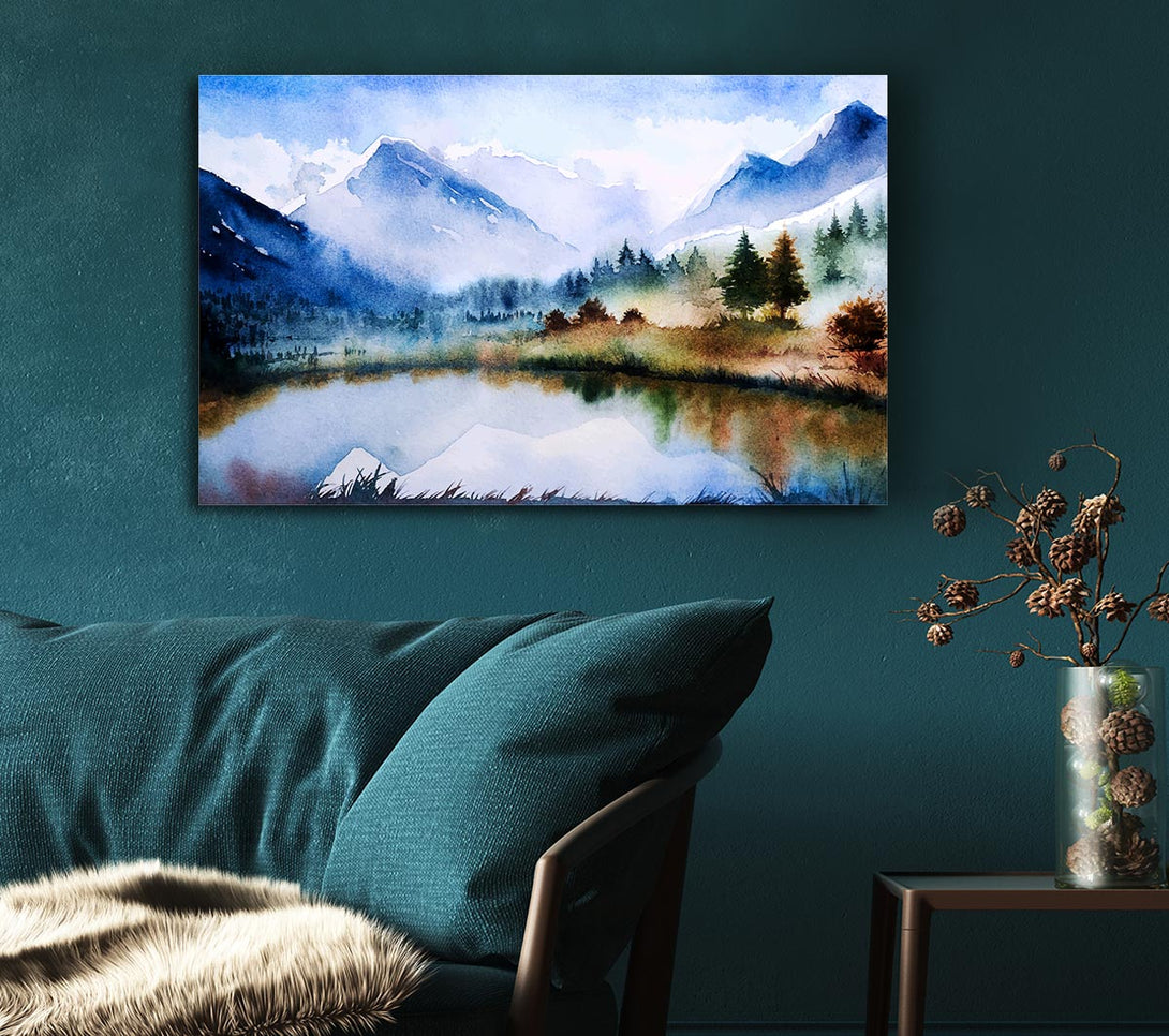 Picture of Mountain Winter Lake Canvas Print Wall Art