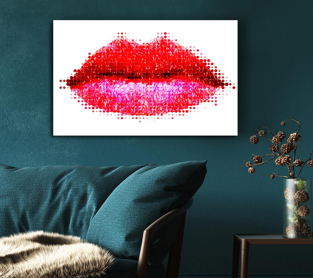 Picture of Dot To Dot Lips Canvas Print Wall Art
