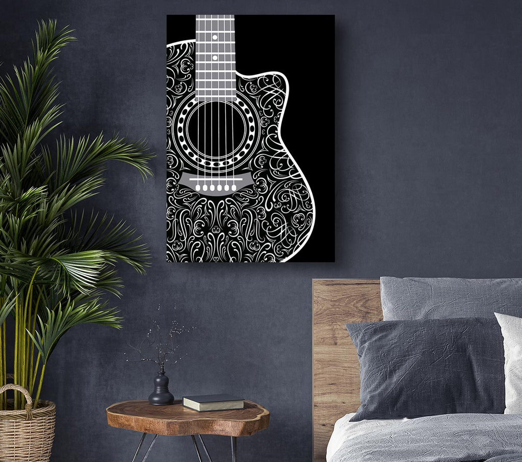 Picture of Beautiful Acoustic Guitar Canvas Print Wall Art