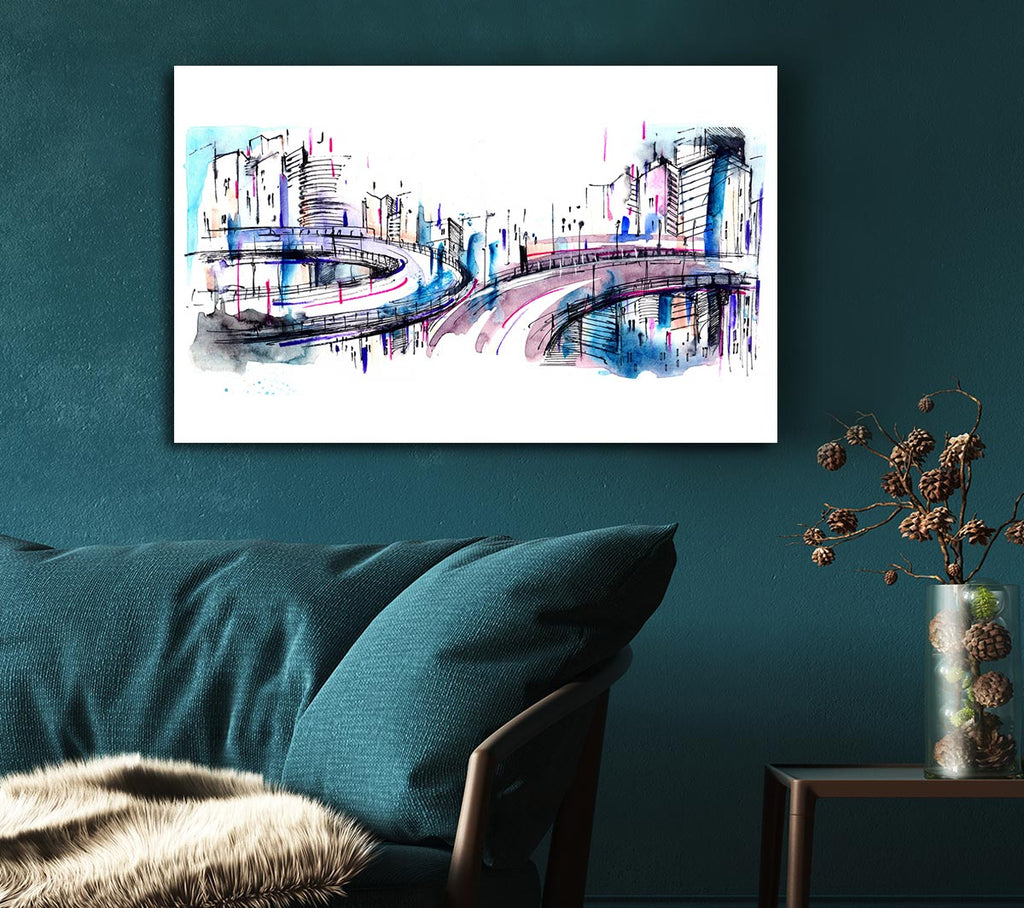 Picture of Ring Roads Through The City Canvas Print Wall Art