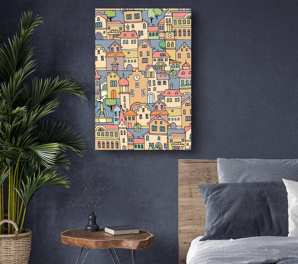 Picture of Town Houses Canvas Print Wall Art
