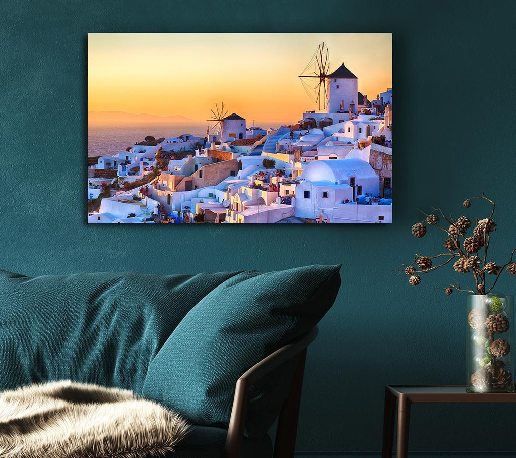 Picture of Sunset In Santorini Canvas Print Wall Art