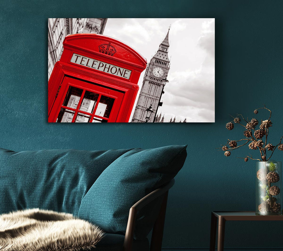  A Canvas Print of Big Ben Phone Box Canvas Art