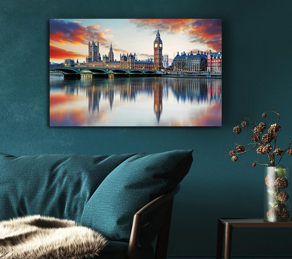 Picture of Stunning Reflections Of The Houses Of Parliament Canvas Print Wall Art