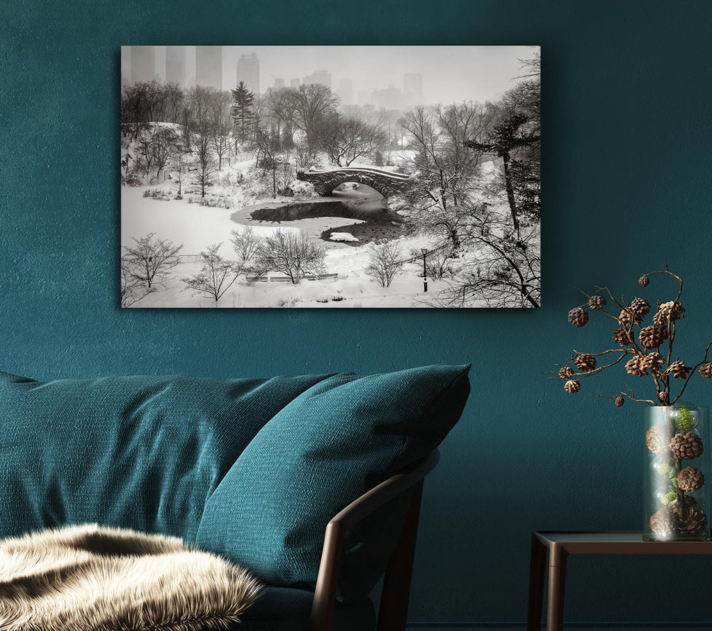 Picture of Snowing In Central Park Canvas Print Wall Art