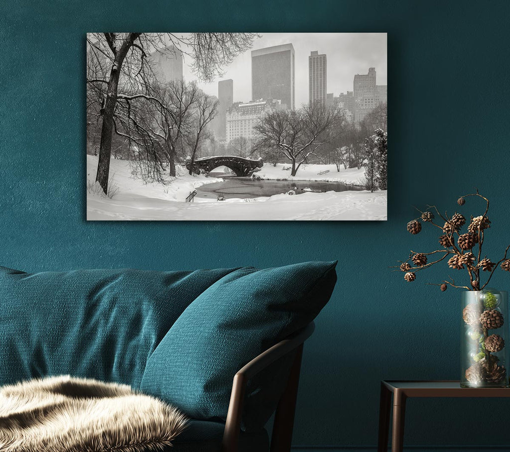 Picture of Winter Snow In Central Park Canvas Print Wall Art
