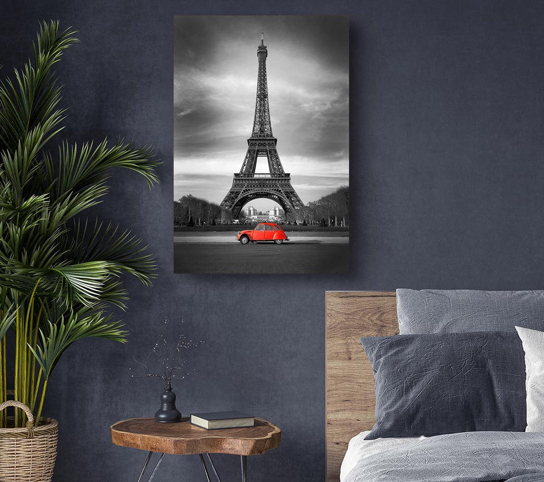 Picture of Eiffel Tower Red Car Canvas Print Wall Art