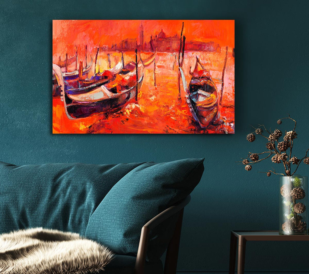 Picture of Gondola Line Up 2 Canvas Print Wall Art