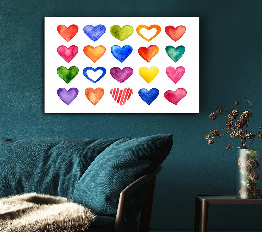 Picture of Colourful hearts Canvas Print Wall Art