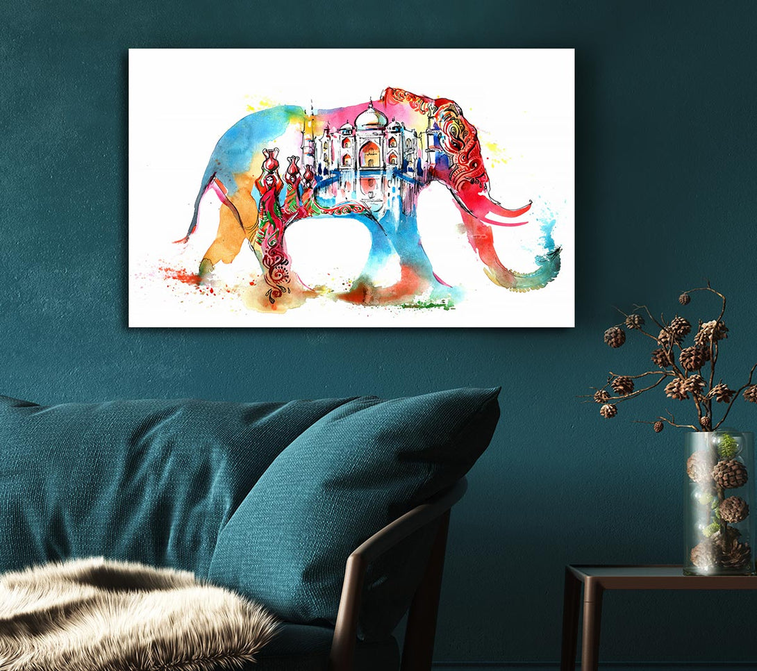 Picture of Rainbow Indian Elephant Canvas Print Wall Art
