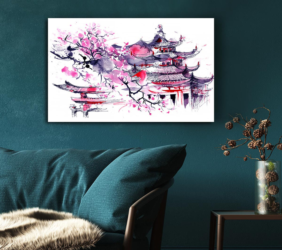 Picture of Chinese Village Red And Canvas Print Wall Art