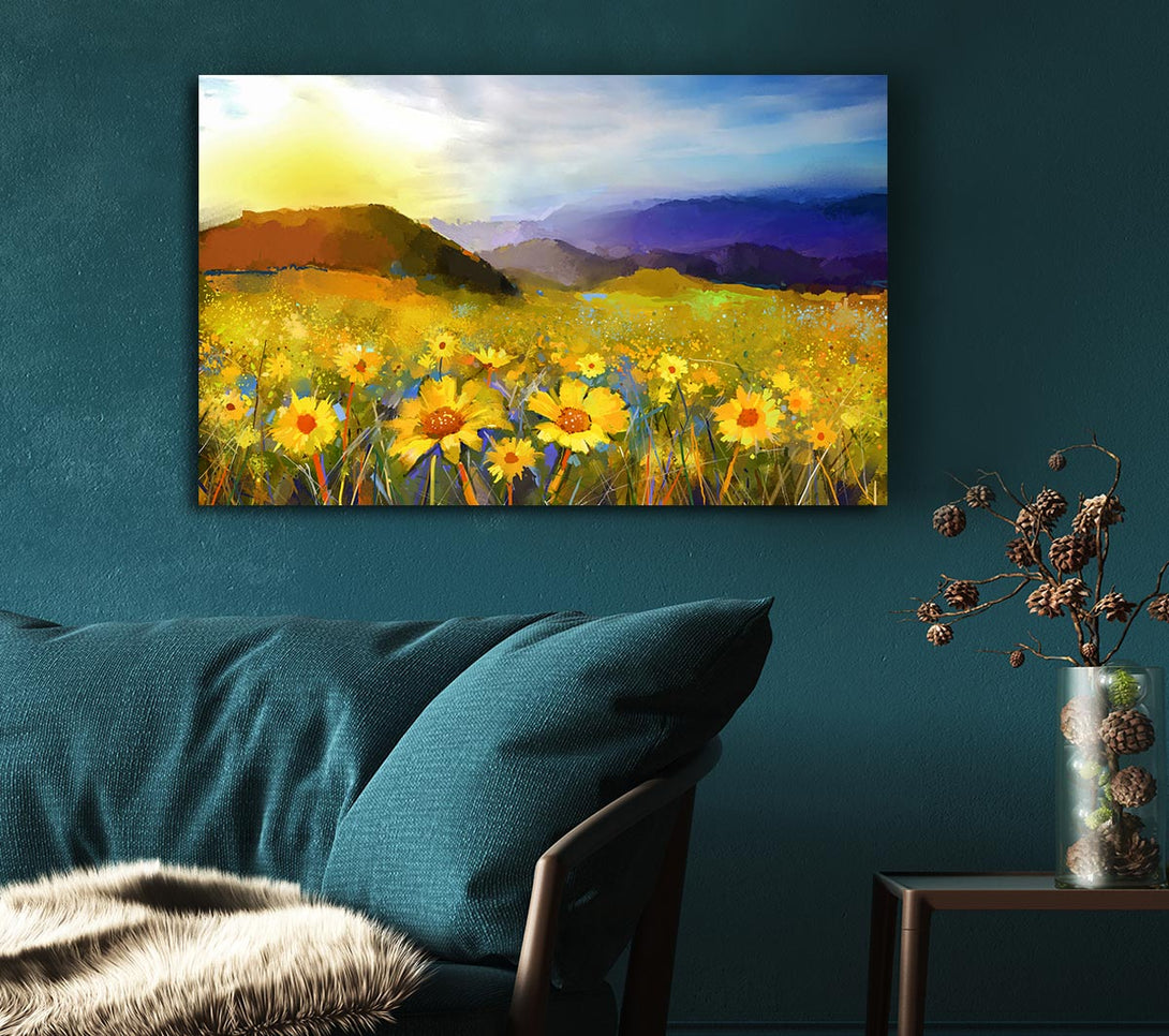 Picture of Yellow Mountain Sunrise Canvas Print Wall Art
