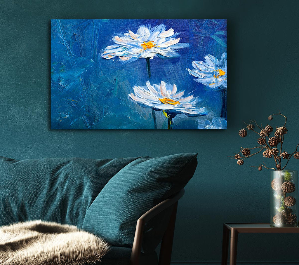Picture of Daisy Midnight Blues Canvas Print Wall Art