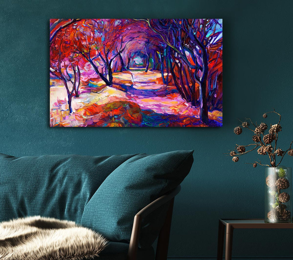 Picture of Red Forest Walk Canvas Print Wall Art