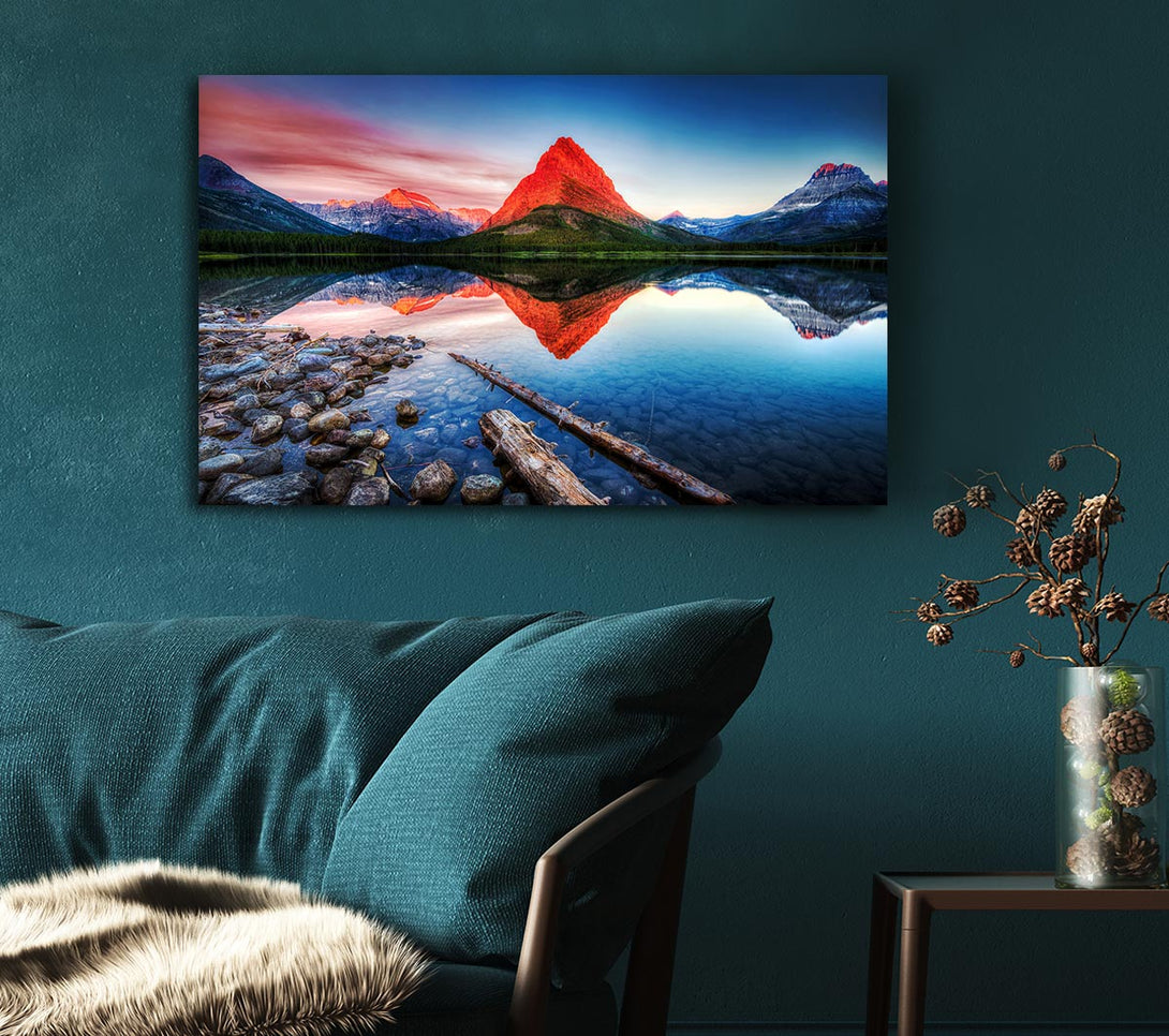  A Canvas Print of Reflections Of the Mountain Peak Lake Canvas Art
