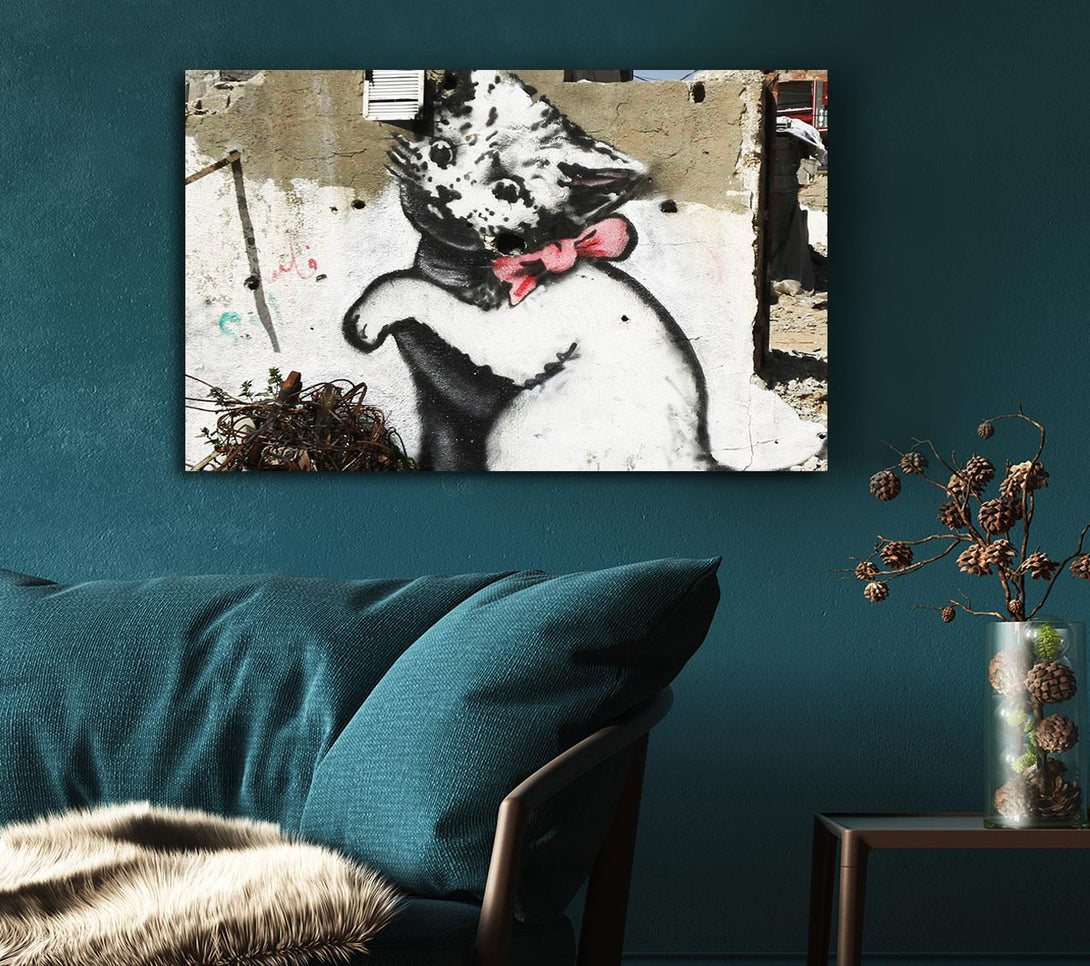 Picture of Cat Pink Bow Canvas Print Wall Art