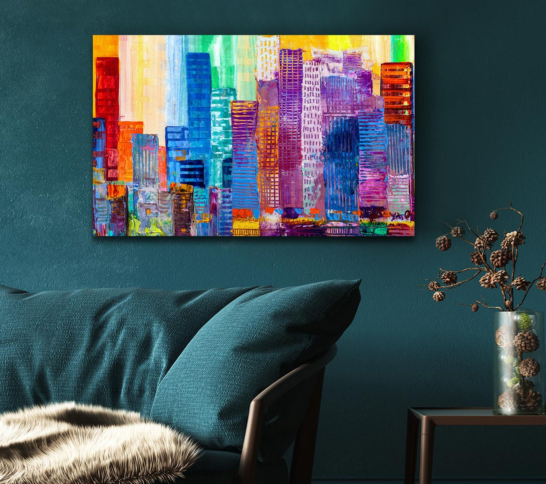 Picture of City of colour acrylic paint Canvas Print Wall Art