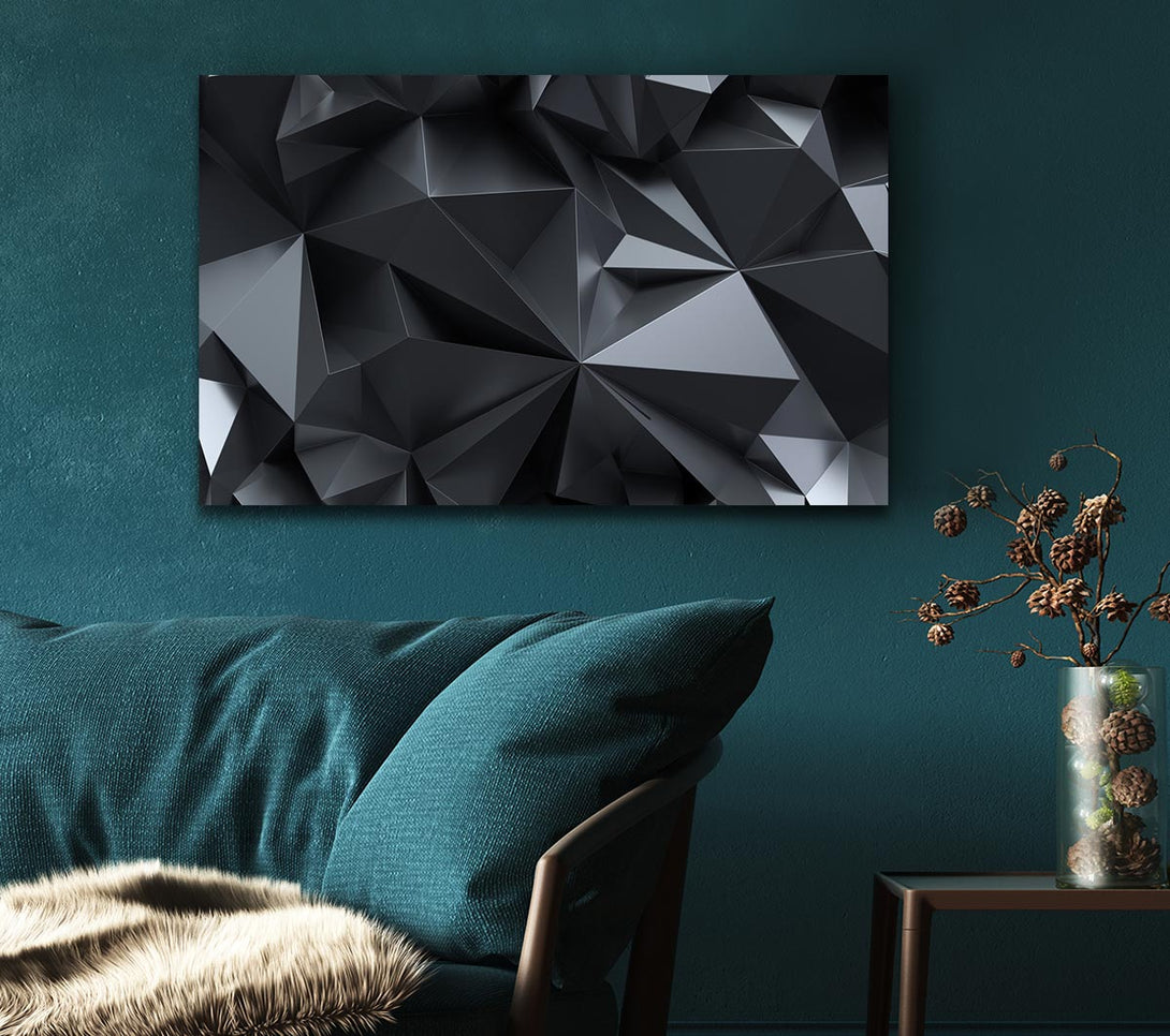 Picture of Grey triangles close up isometric Canvas Print Wall Art