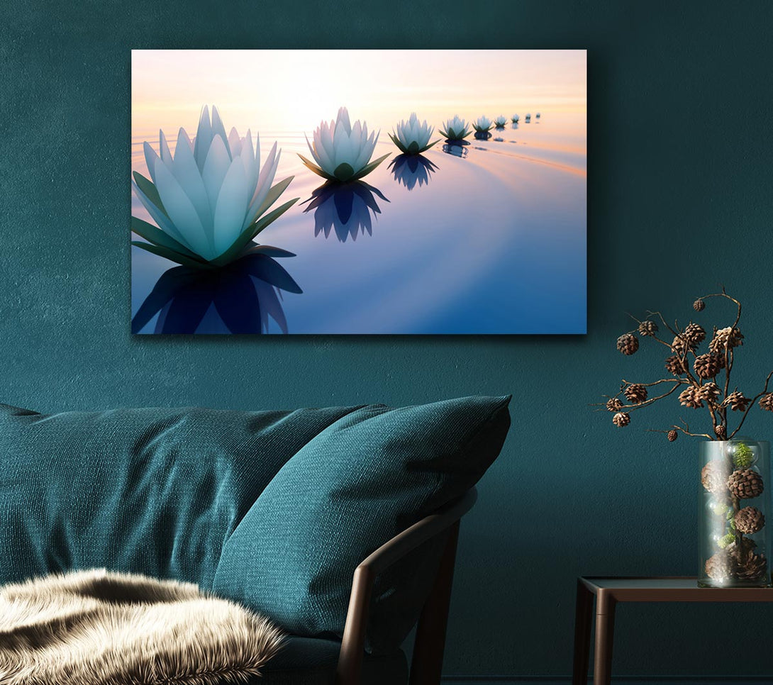 Picture of Waterlillies lined up Canvas Print Wall Art