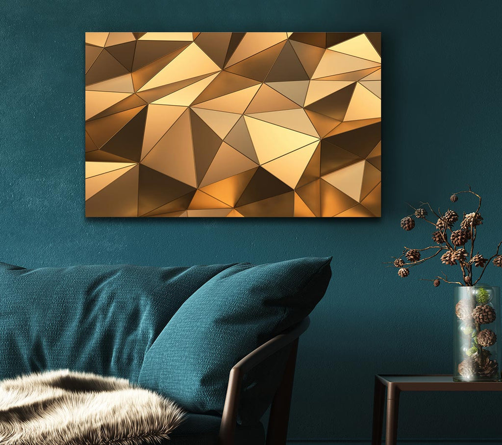 Picture of Gold Geometric Triangles shining Canvas Print Wall Art