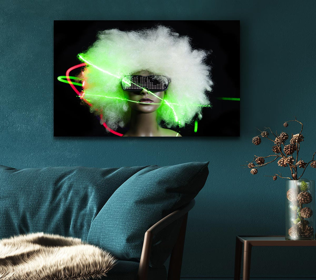  A Canvas Print of Neon light afro Canvas Wall Art