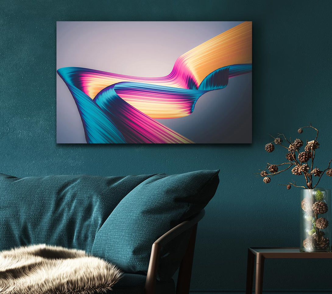 Picture of Coloured Ribbon flow Canvas Print Wall Art