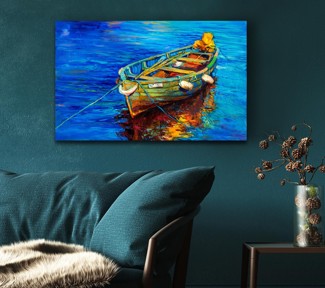 Picture of Fishing boat illiustration Canvas Print Wall Art
