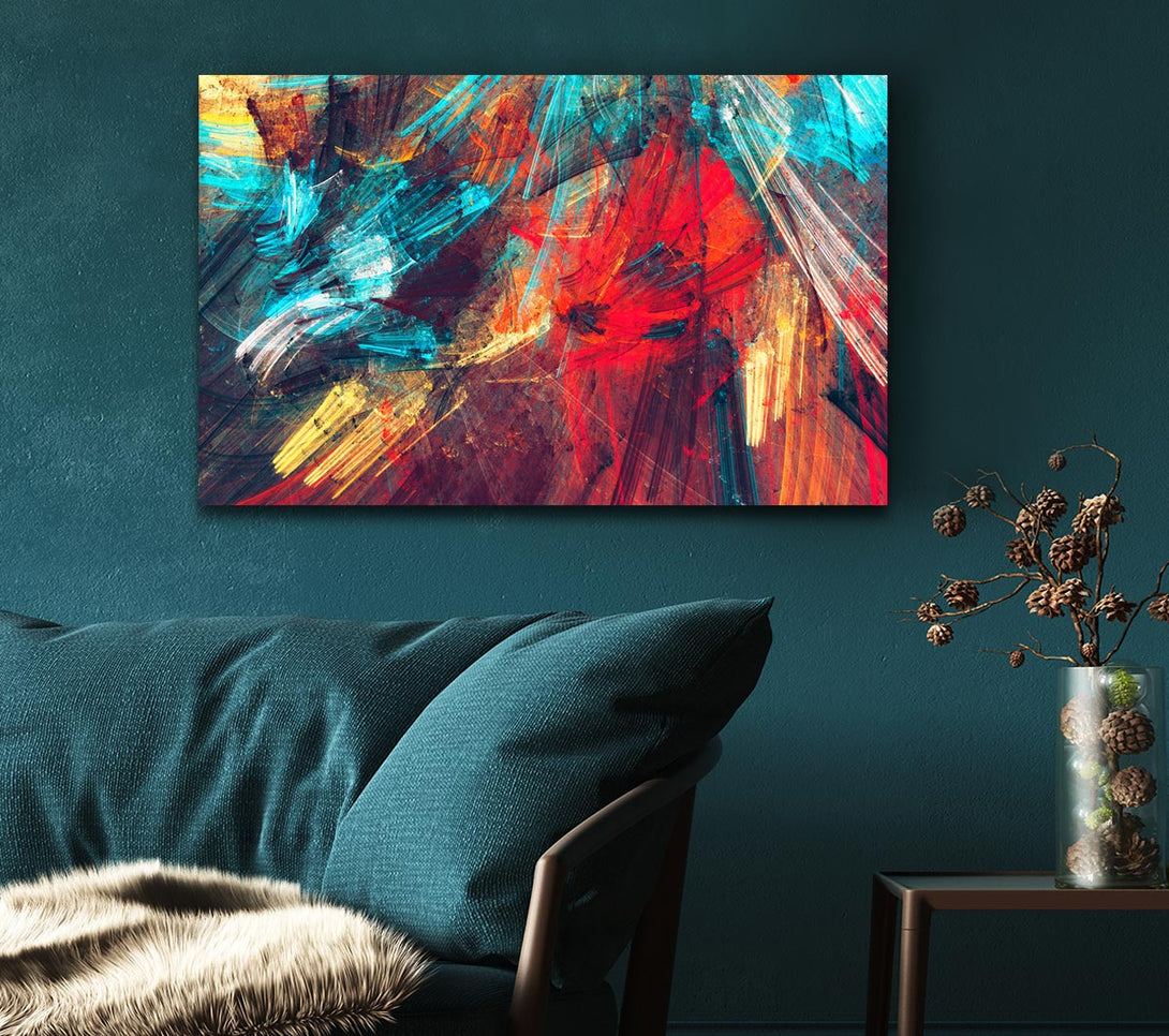 Picture of Coloured lines of distortion Canvas Print Wall Art