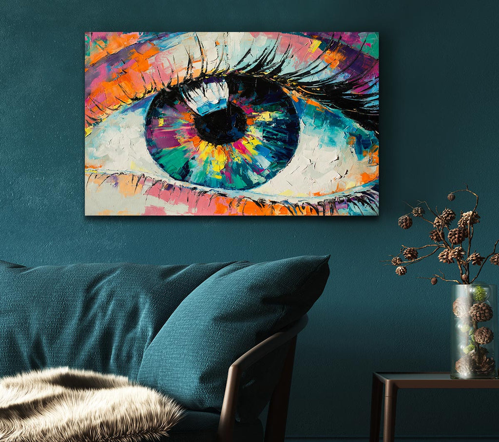 Picture of Detailed eye up close acrylic paints Canvas Print Wall Art