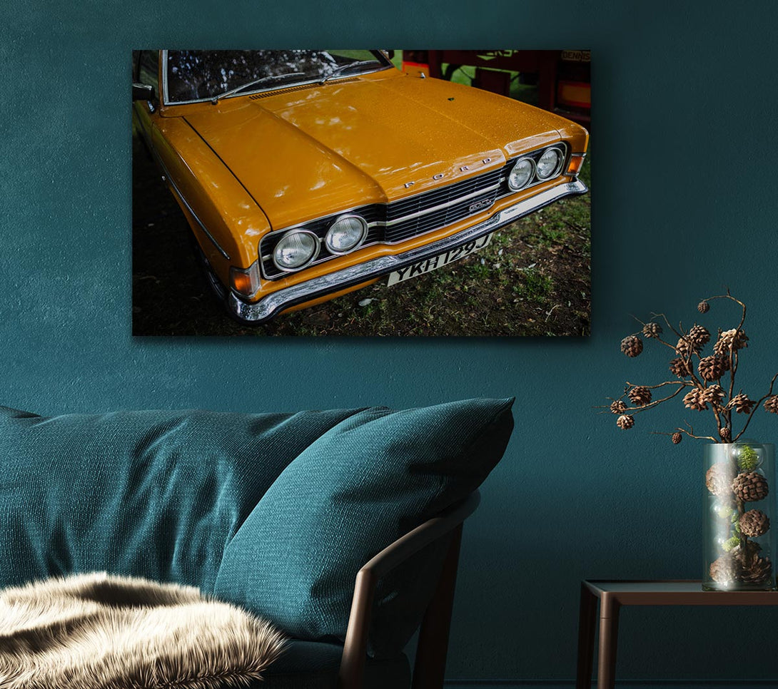 Picture of Mean yellow classic car Canvas Print Wall Art