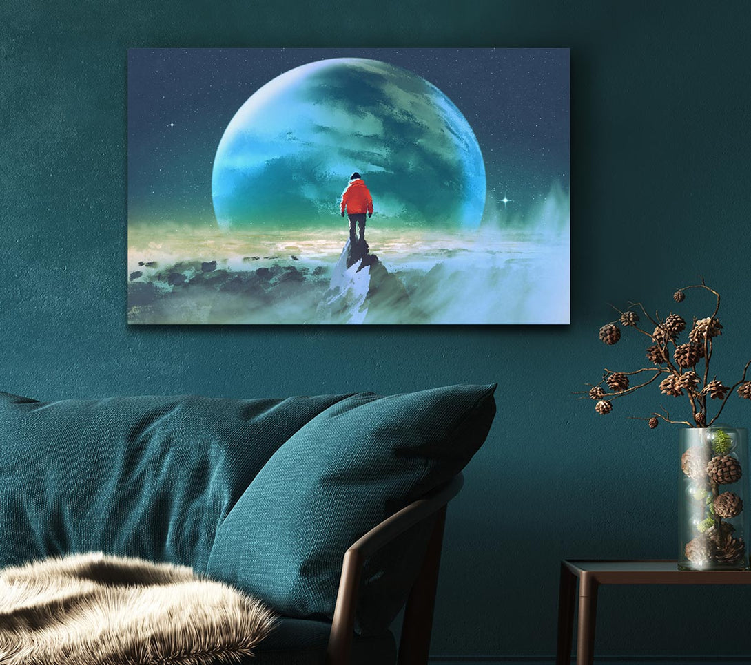 Picture of Staring At The Moon Watercolour Canvas Print Wall Art