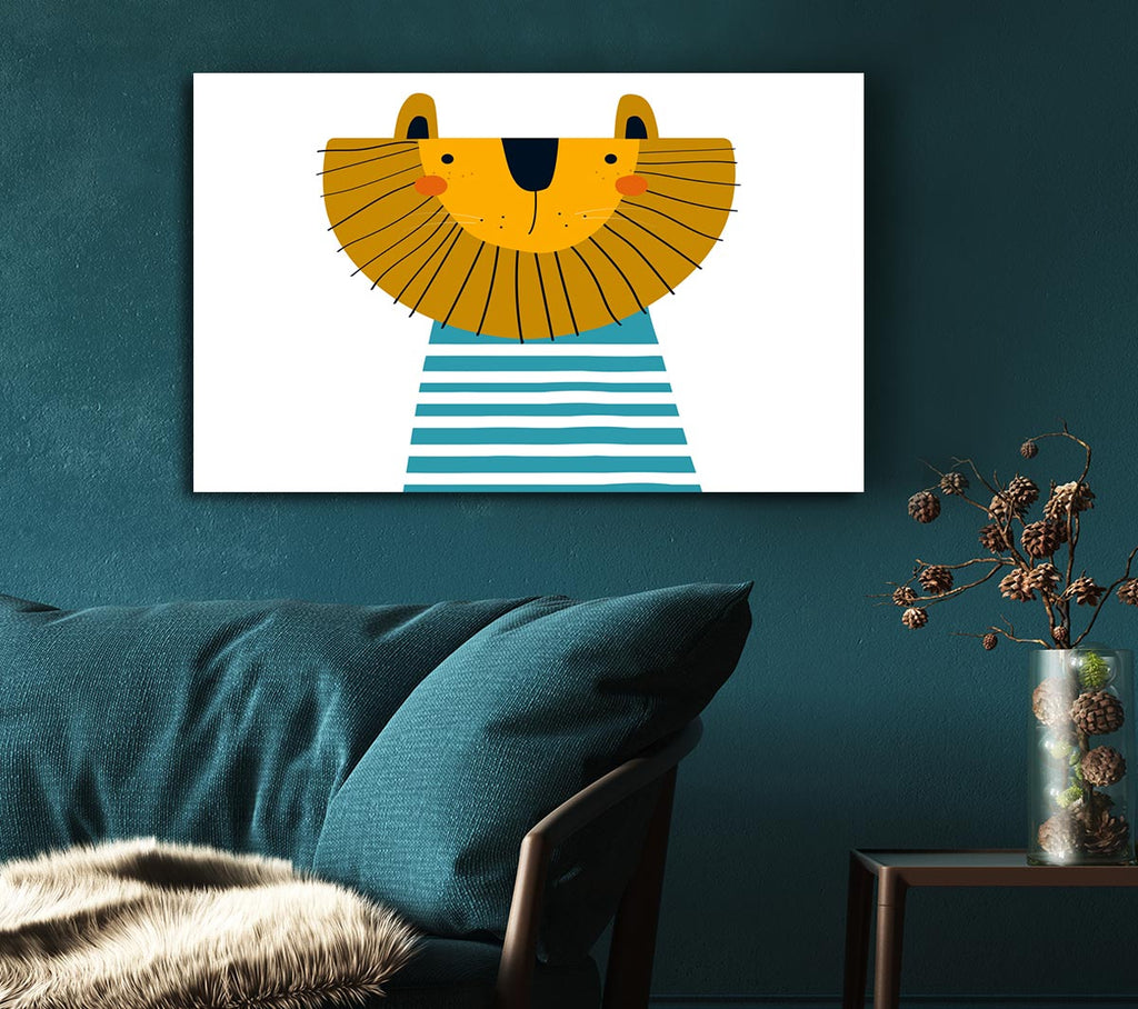 Picture of Lion In Striped Clothes Canvas Print Wall Art