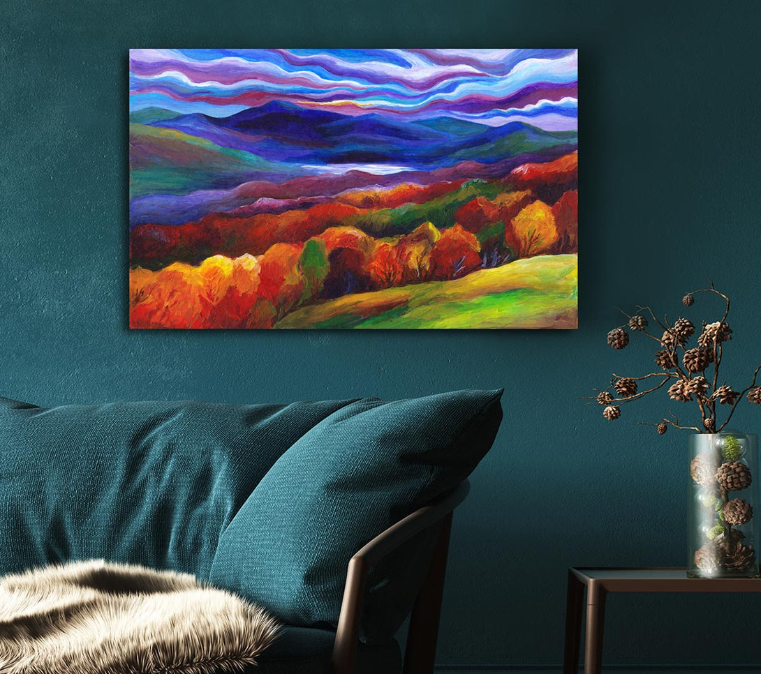 Picture of Multicoloured Mountains Canvas Print Wall Art