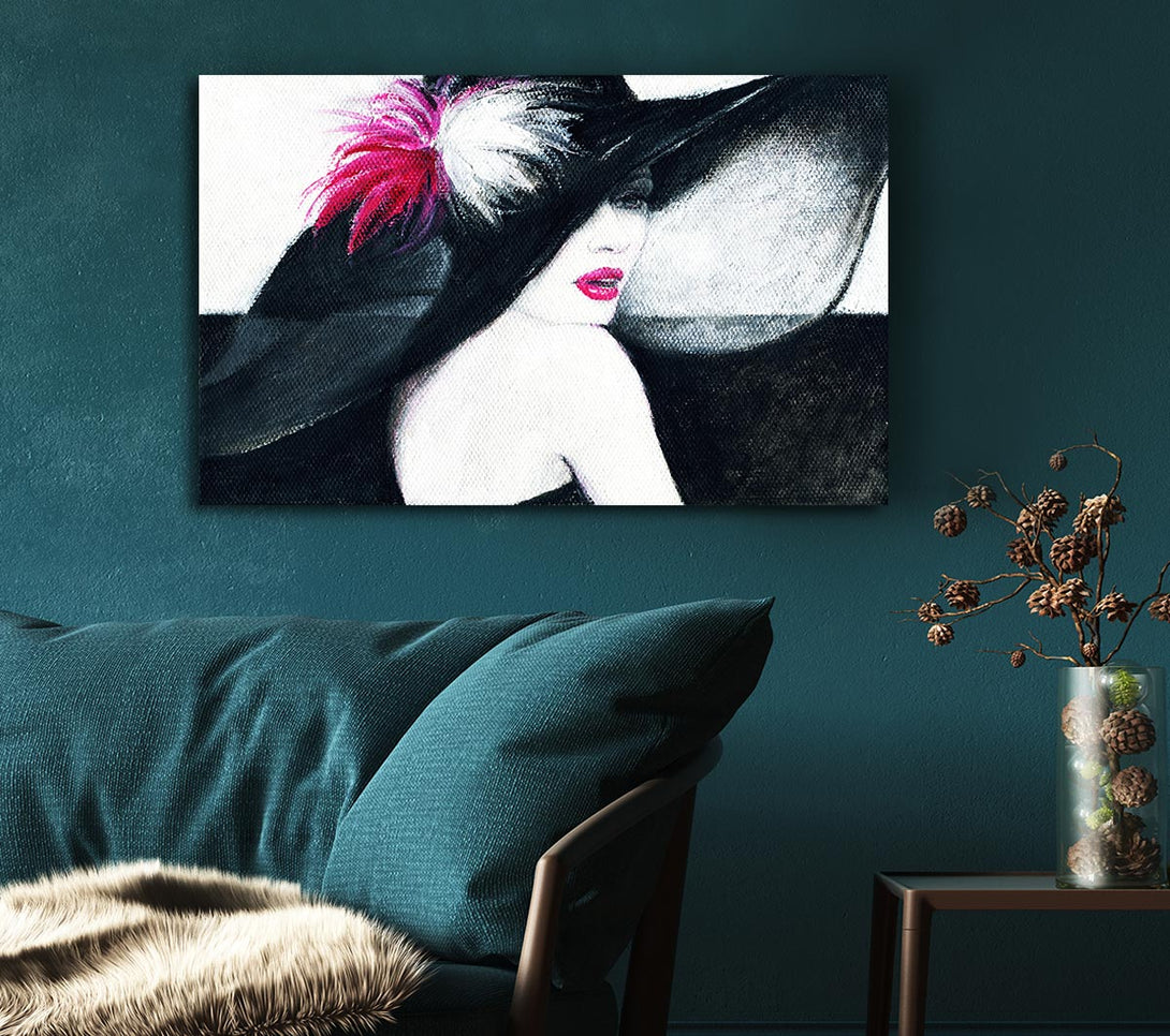 Picture of Woman In Black Hat Canvas Print Wall Art