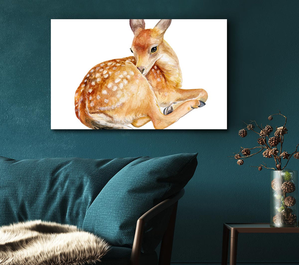 Picture of Watercolour Woodland Deer Canvas Print Wall Art