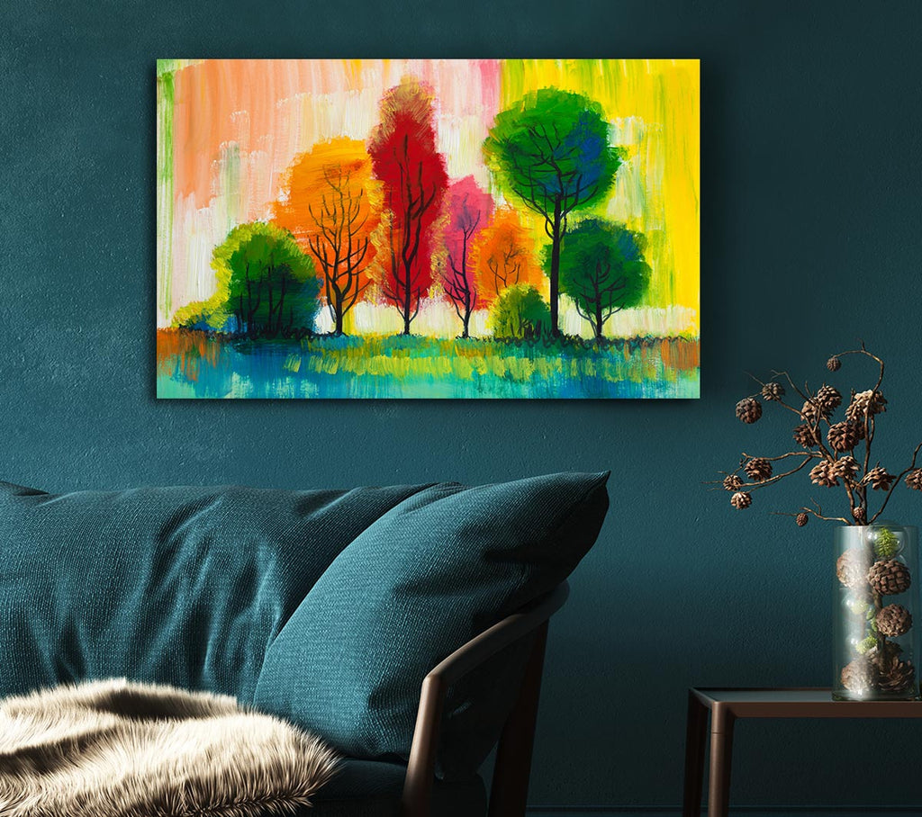 Picture of Autumn Vibrant Trees Canvas Print Wall Art