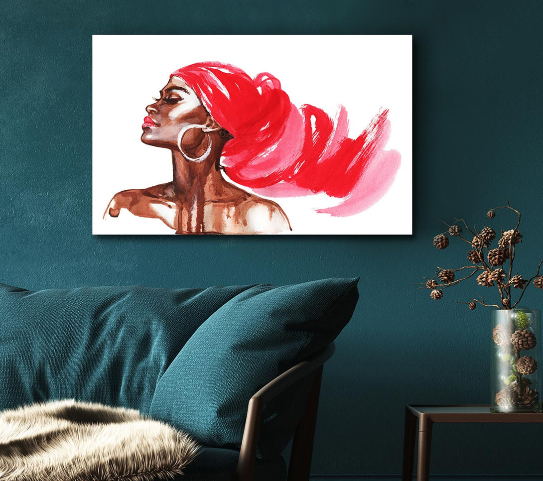 Picture of Red Head Scarf Canvas Print Wall Art