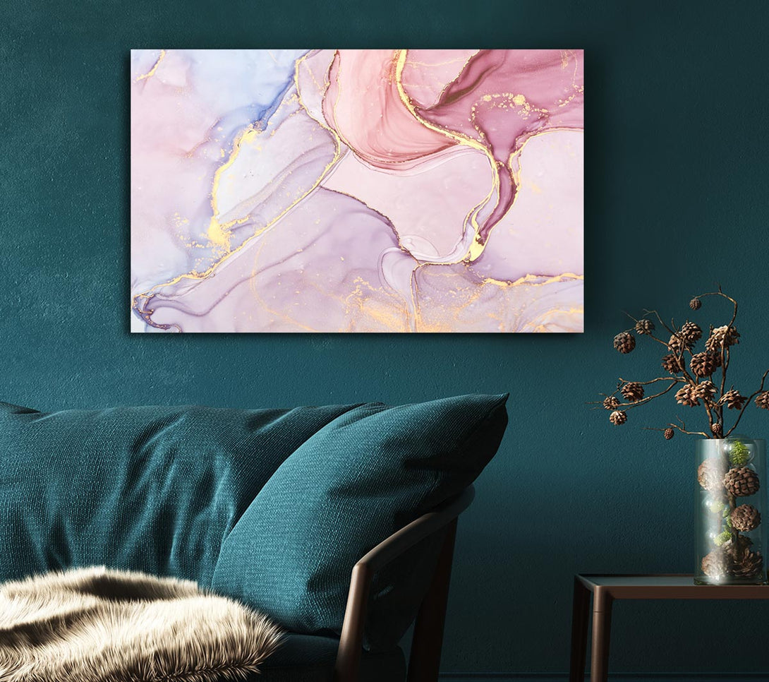 Picture of Oil Paint Lilac And Gold Canvas Print Wall Art