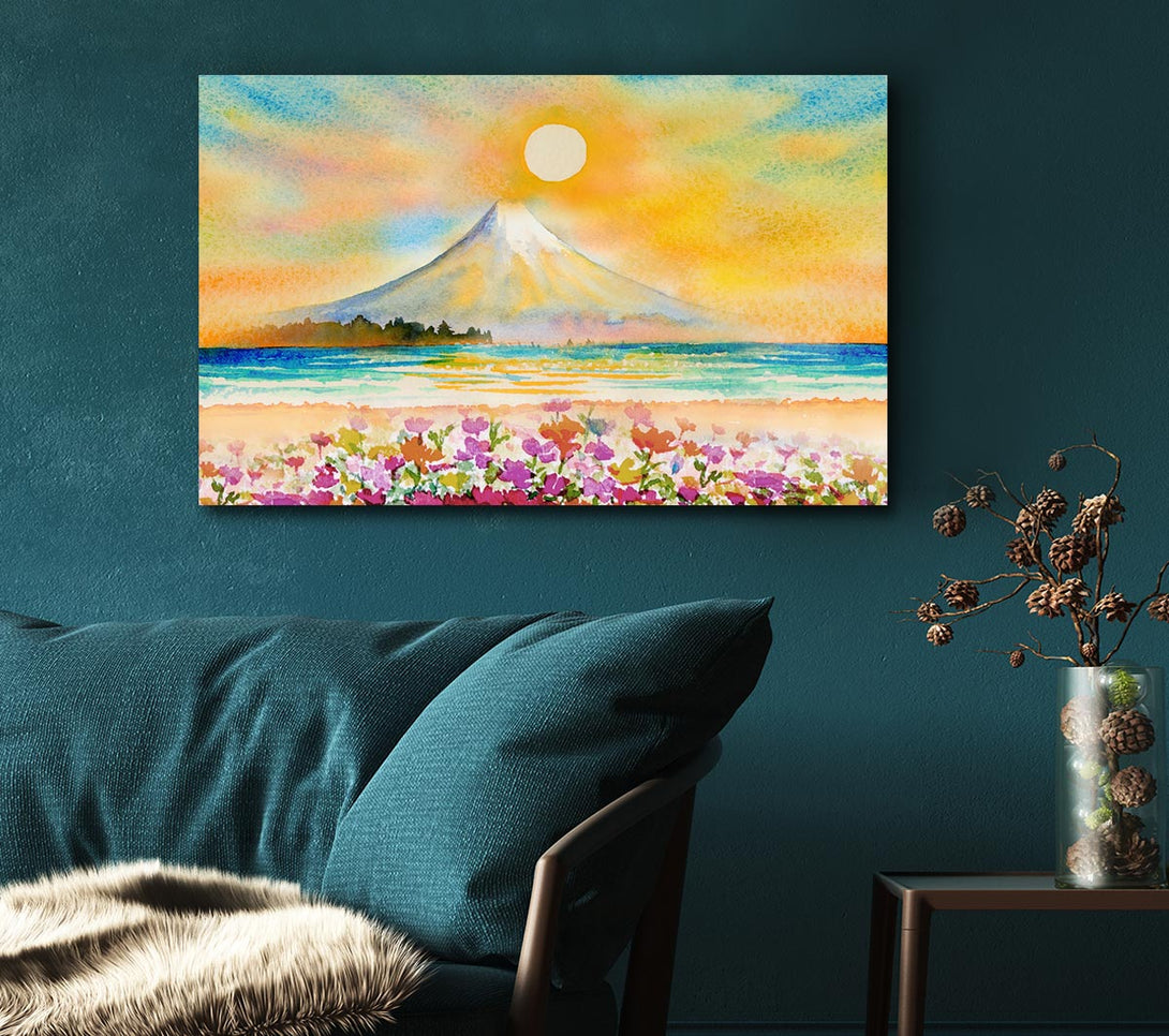  A Canvas Print of Sun Over The Volcano Canvas Wall Art