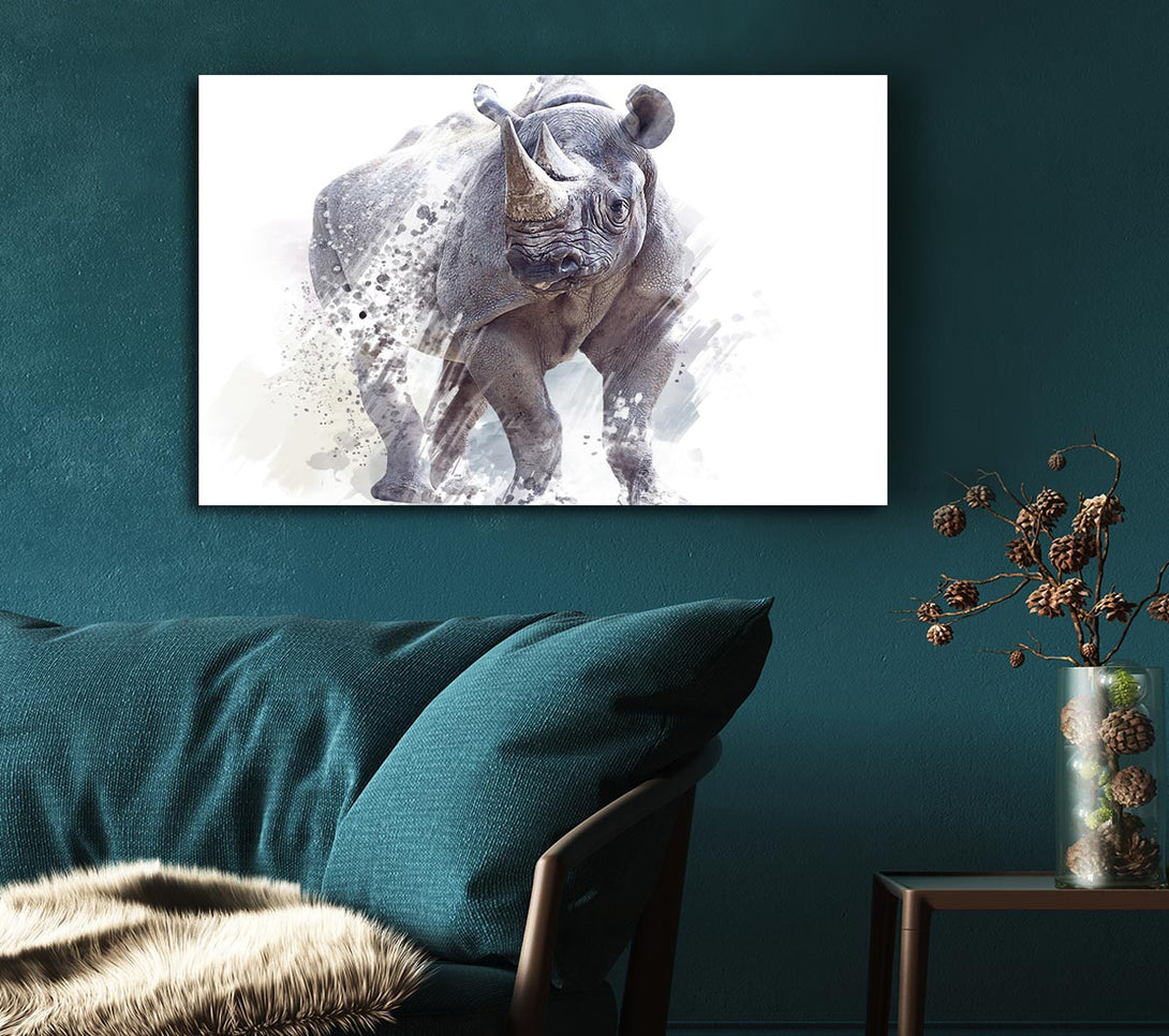 Picture of Watercolour Rhino Canvas Print Wall Art