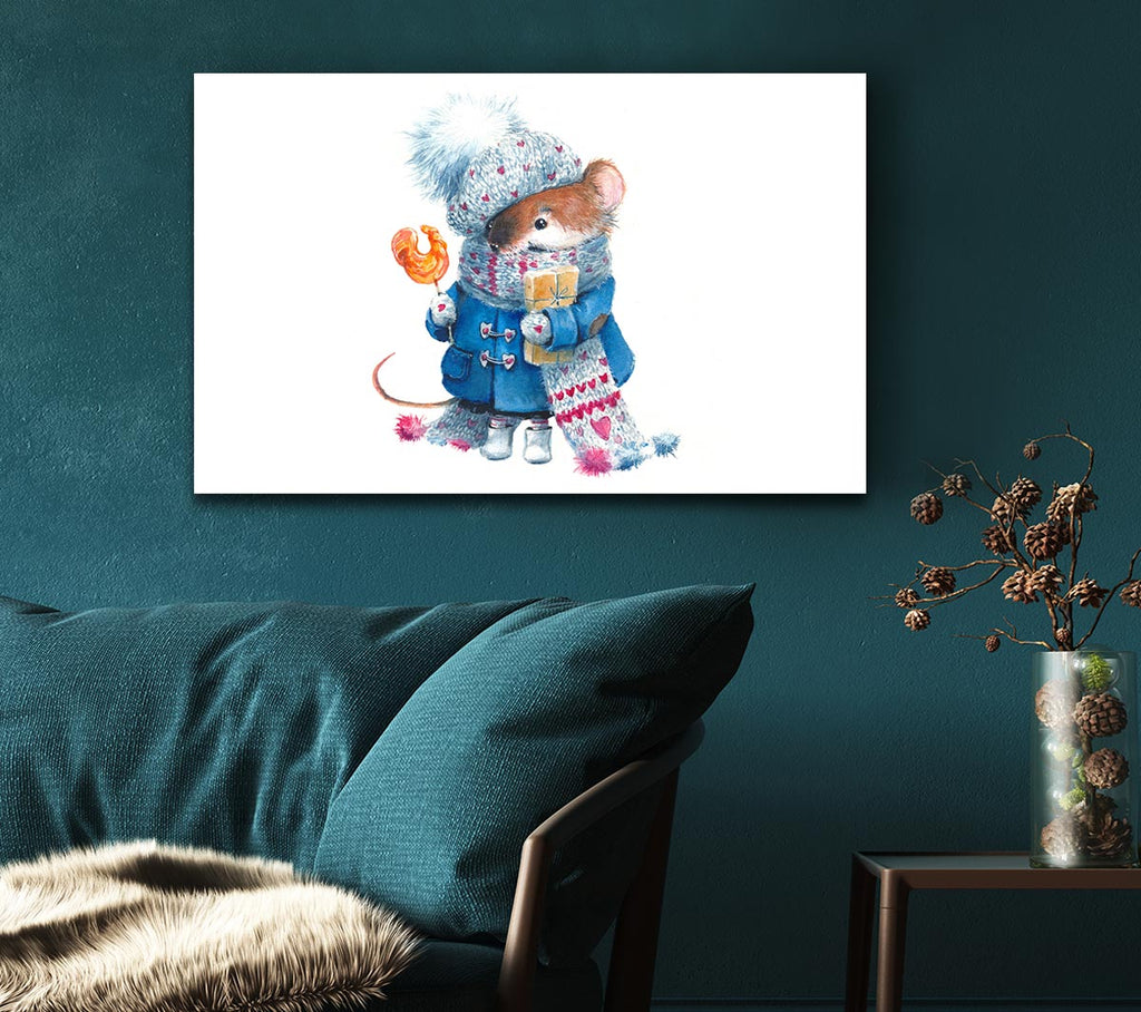 Picture of Watercolour Mouse Canvas Print Wall Art