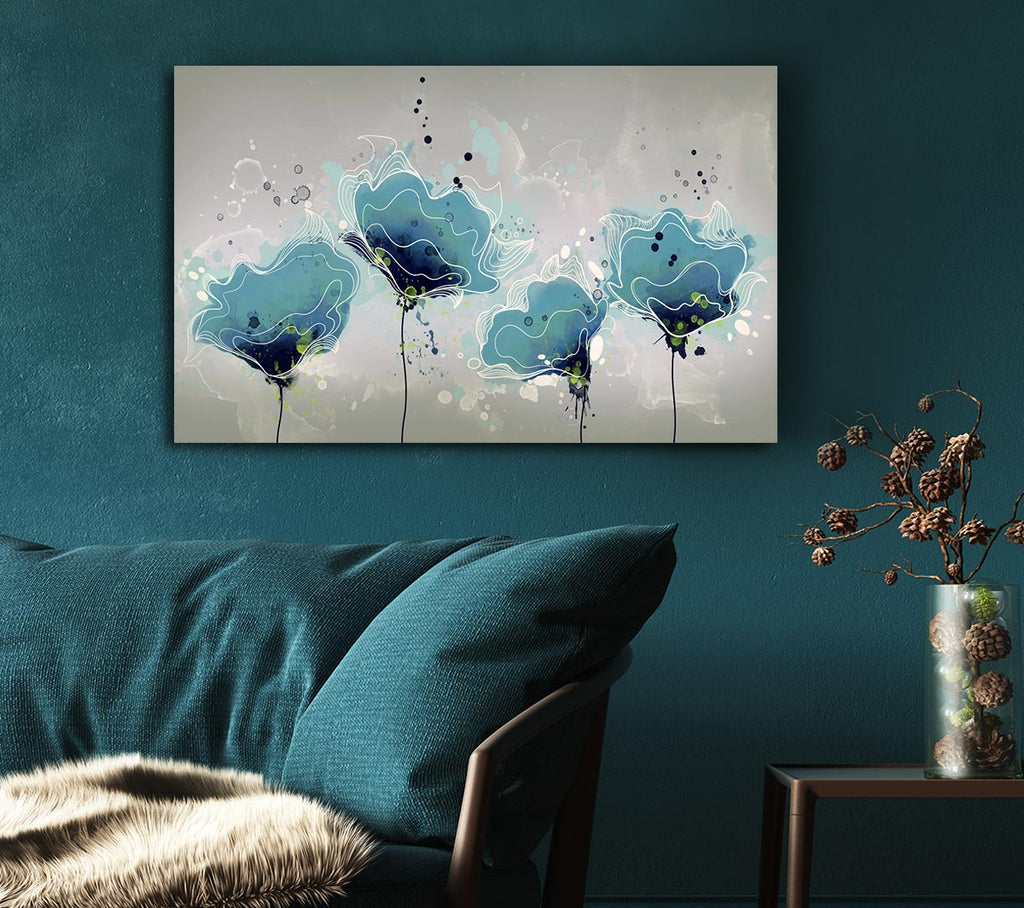 Picture of Blue Jazz Flowers Canvas Print Wall Art
