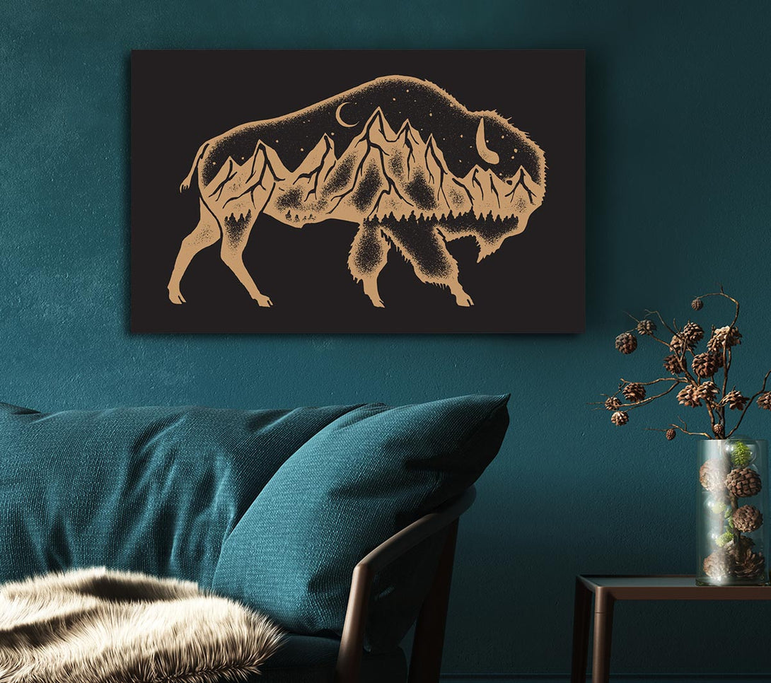  A Canvas Print of Night Bison Canvas Wall Art