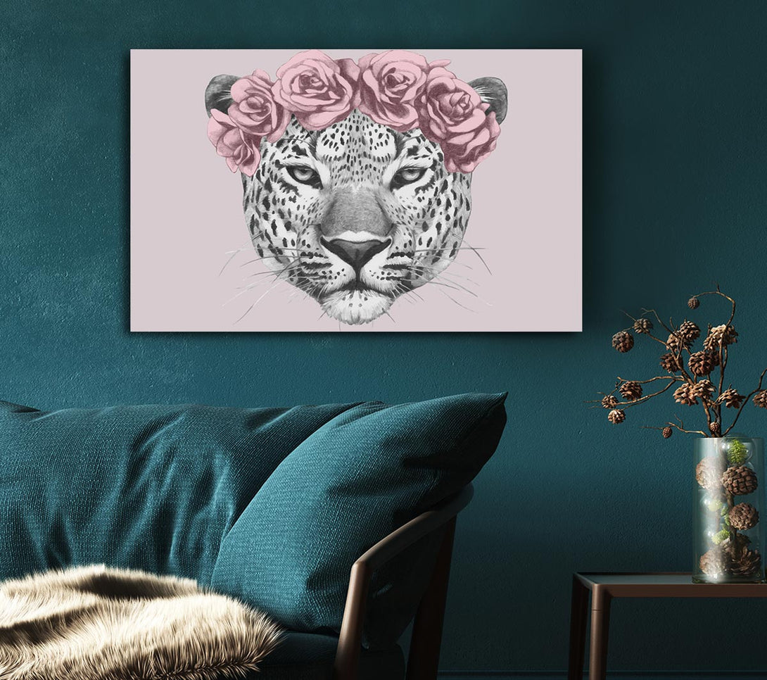  A Canvas Print of The Rose Head Leopard Canvas Print