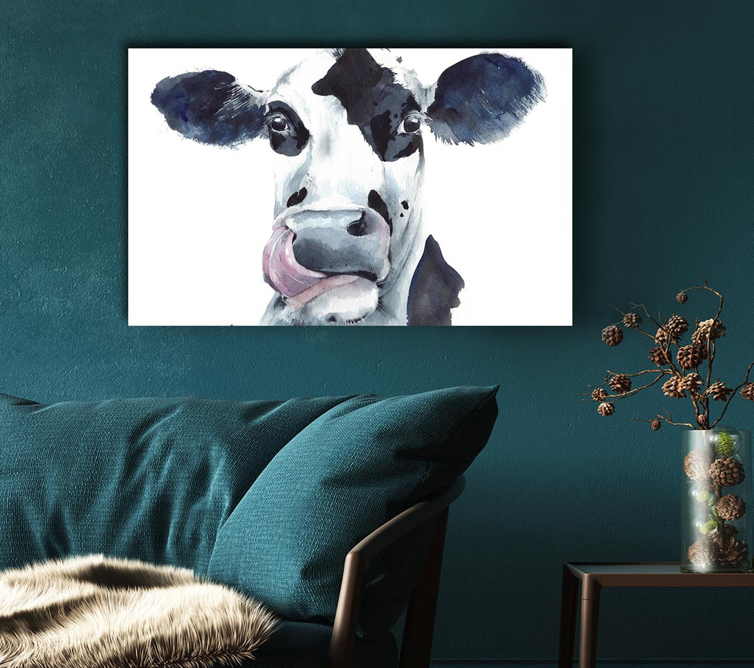  A Canvas Print of Cow Licking Canvas Wall Art