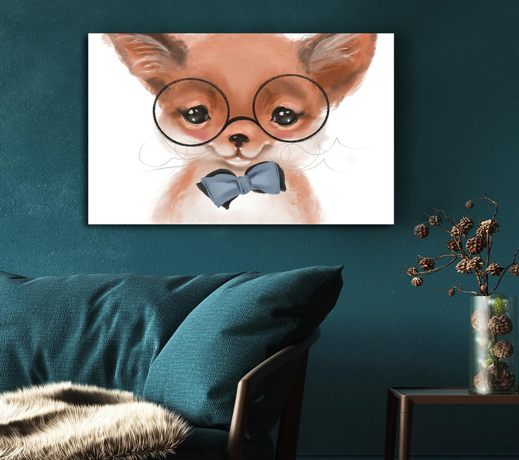 Picture of Little Puppy Glasses Canvas Print Wall Art