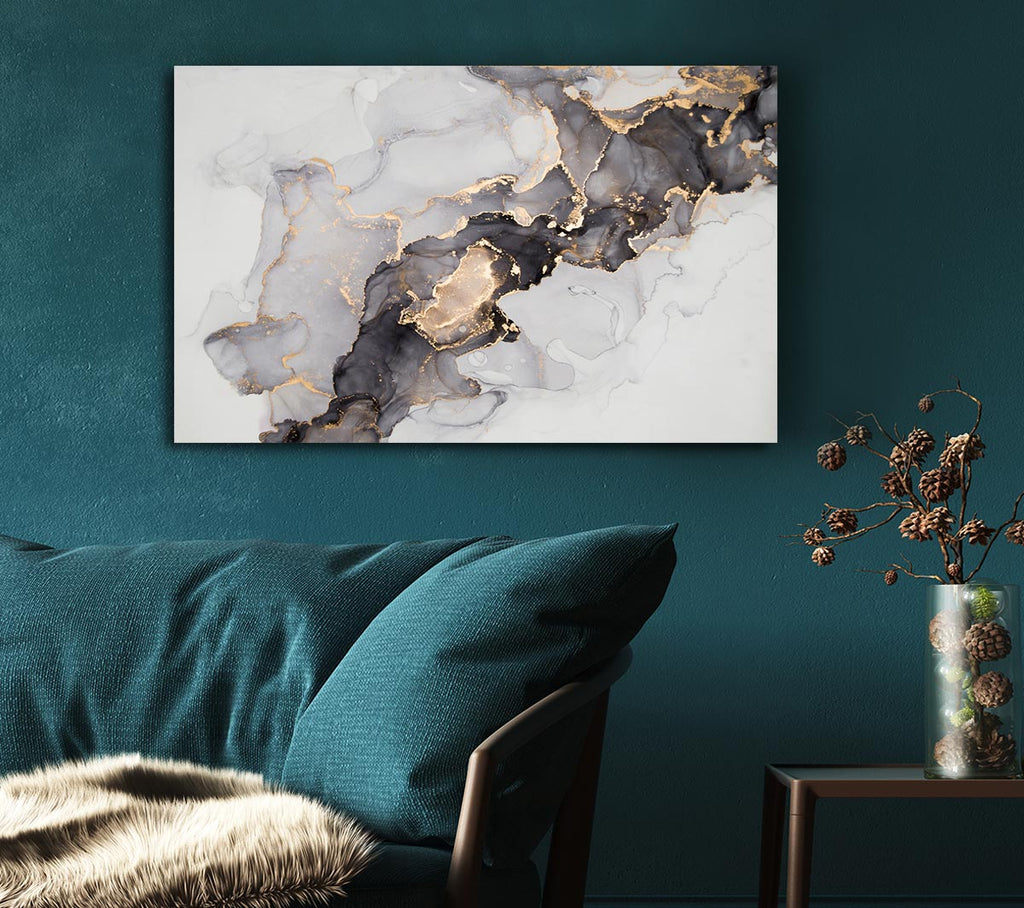 Picture of Grey And Gold Marble Canvas Print Wall Art