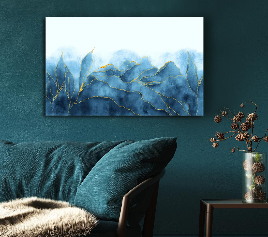 Picture of Blue Mists Of Gold Leaf Canvas Print Wall Art