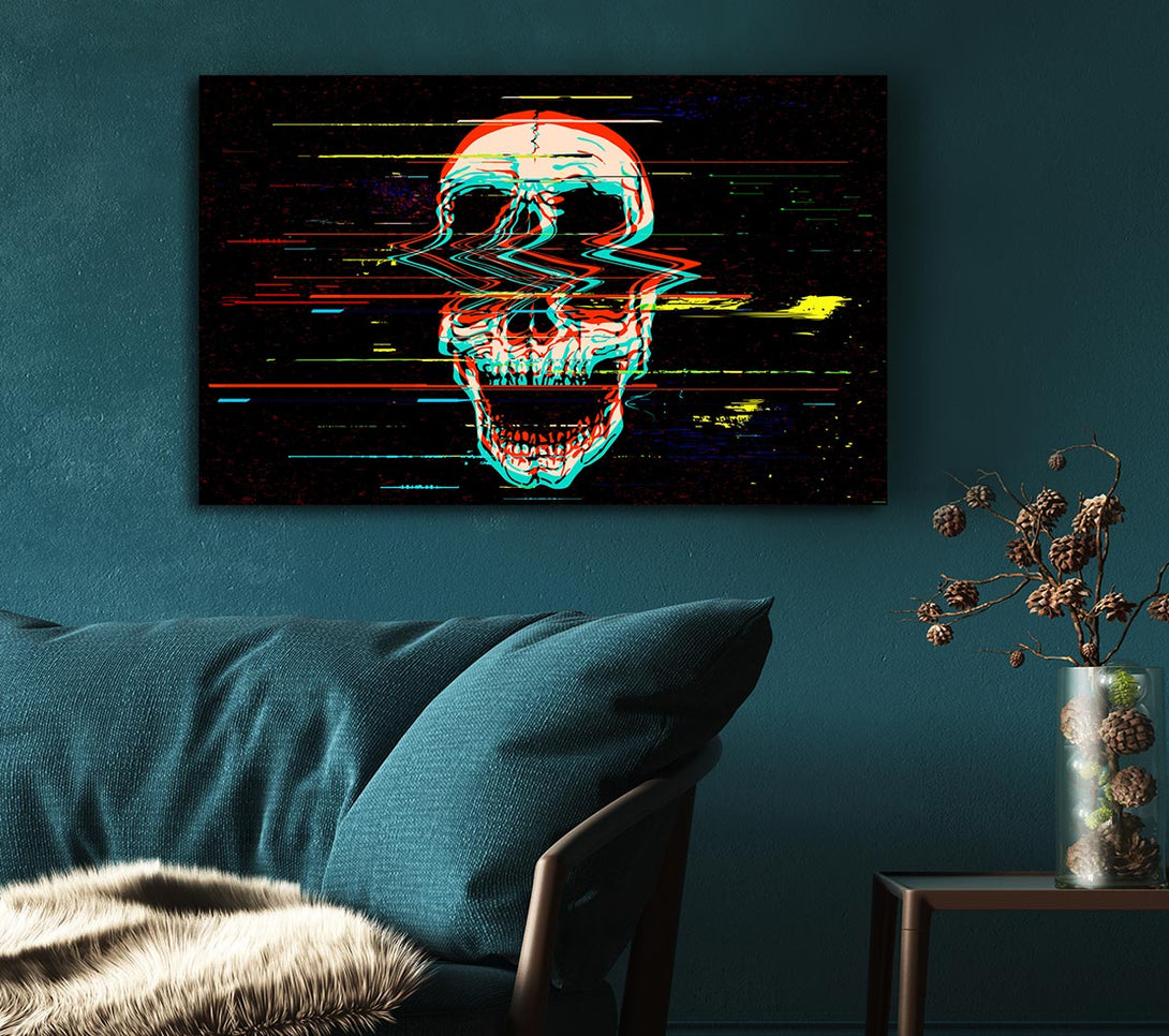 Picture of Waves Through A Skull Canvas Print Wall Art