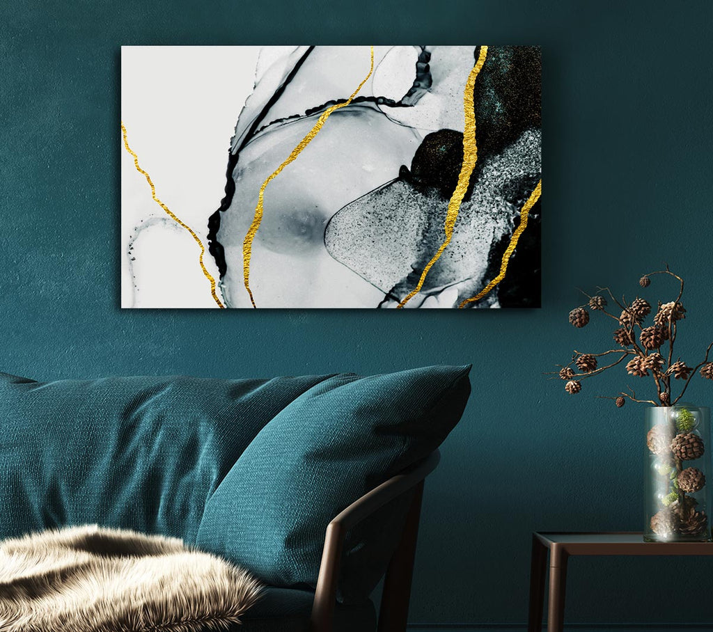 Picture of The Black Stone Glitter Canvas Print Wall Art